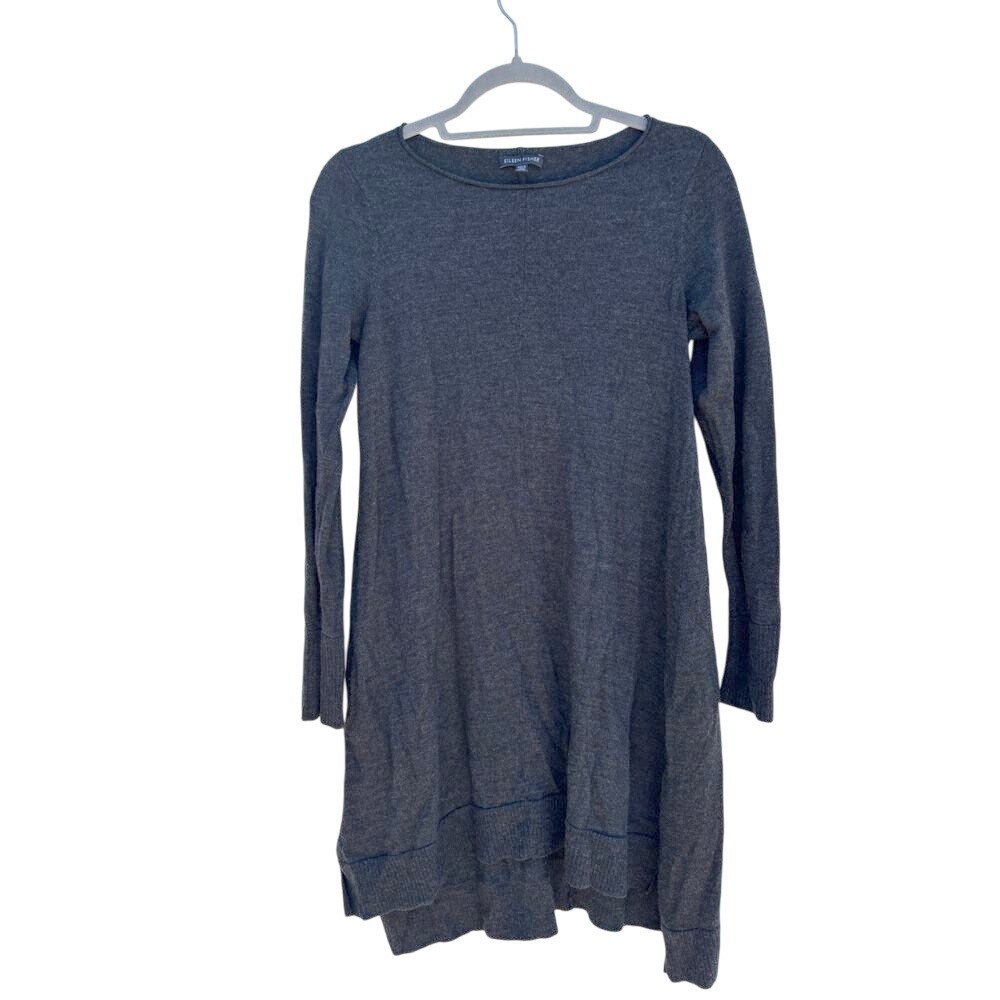 Eileen Fisher Merino Wool Sweater‎ Dress Long Sleeve Charcoal Gray – Women's XS